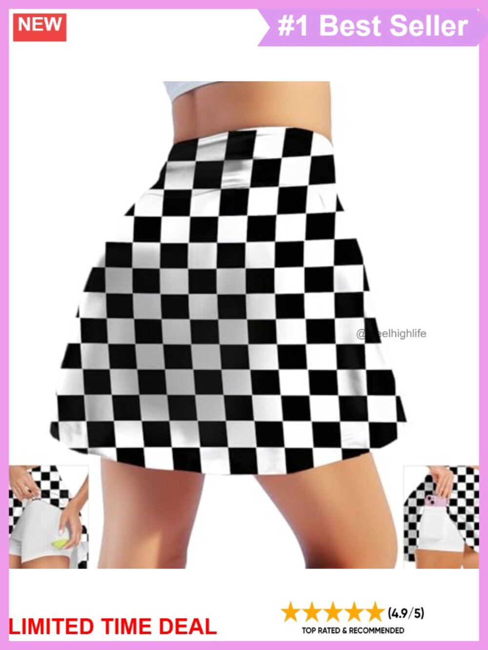 Pleated Tennis Skort with Pockets High Waist Golf Athletic Skirt